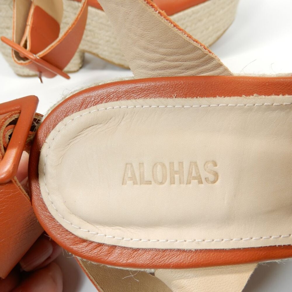 ALOHAS Lyla Leather Espadrille Platform Sandals Size 39 US 8 8.5 Brown NEW $210 - Picture 14 of 16